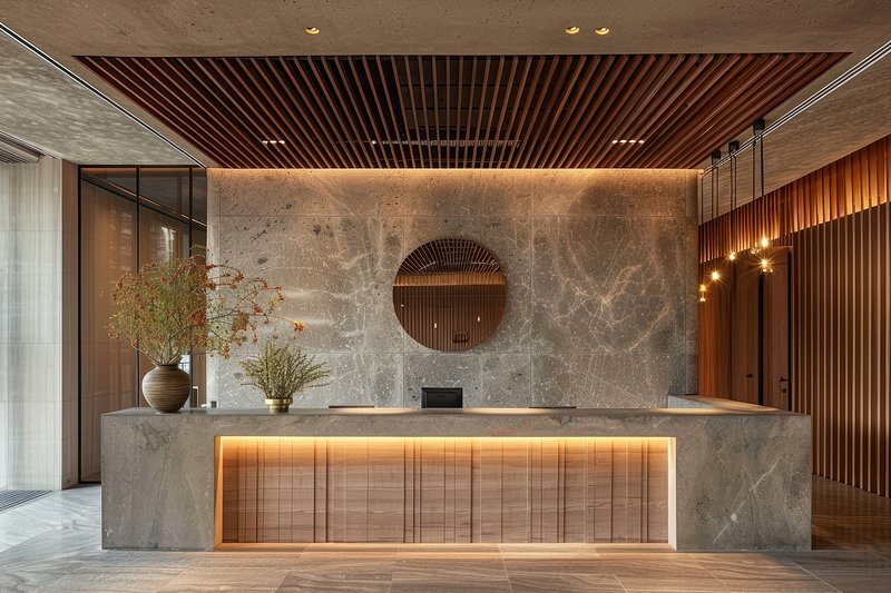 A calm contemporary hotel reception
